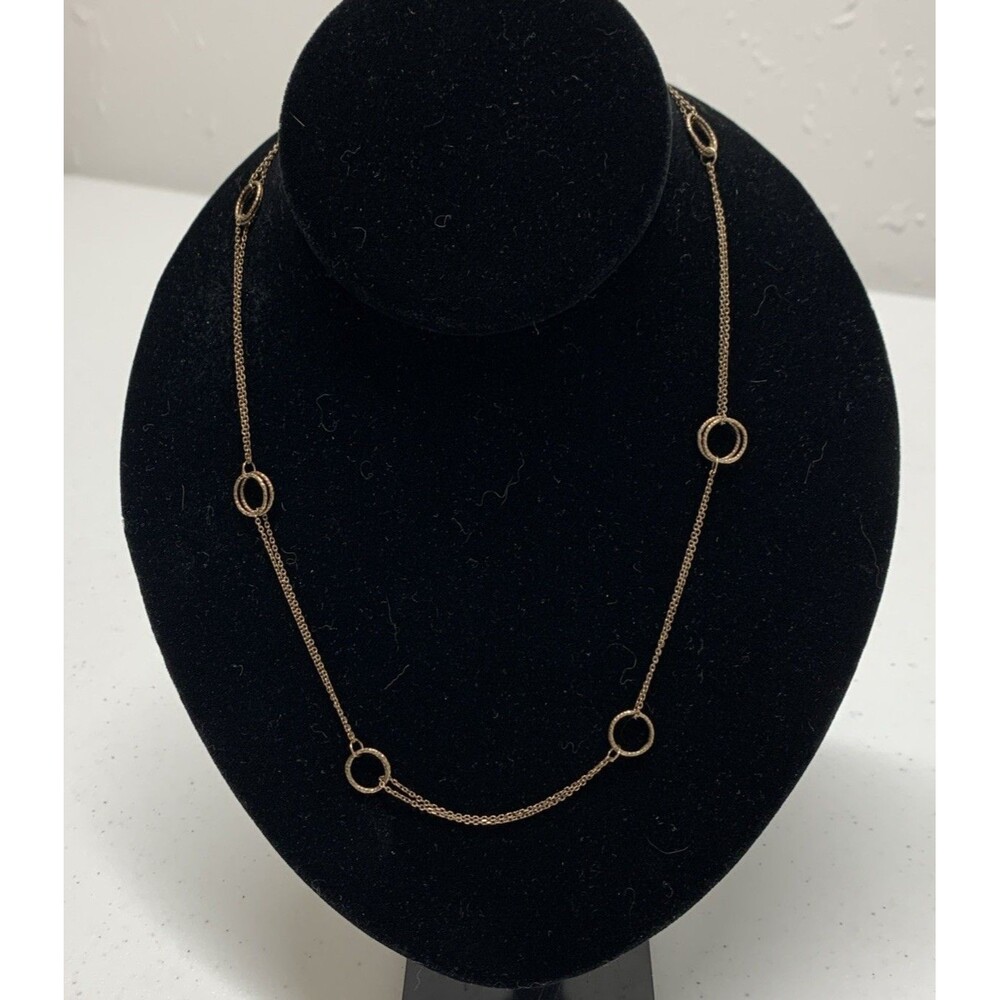 Karizia SPA Rose Gold Sterling Silver Double Circle Chain Necklace 18” Modernist